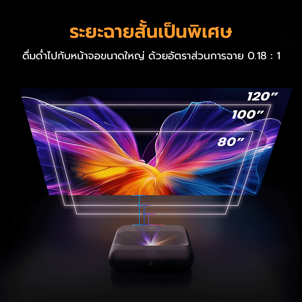 โปรเจคเตอร์ YABER K300S LASER PROJECTOR สีดำ UST คมชัด 1080P สว่าง 1000 ANSI ลำโพง JBL